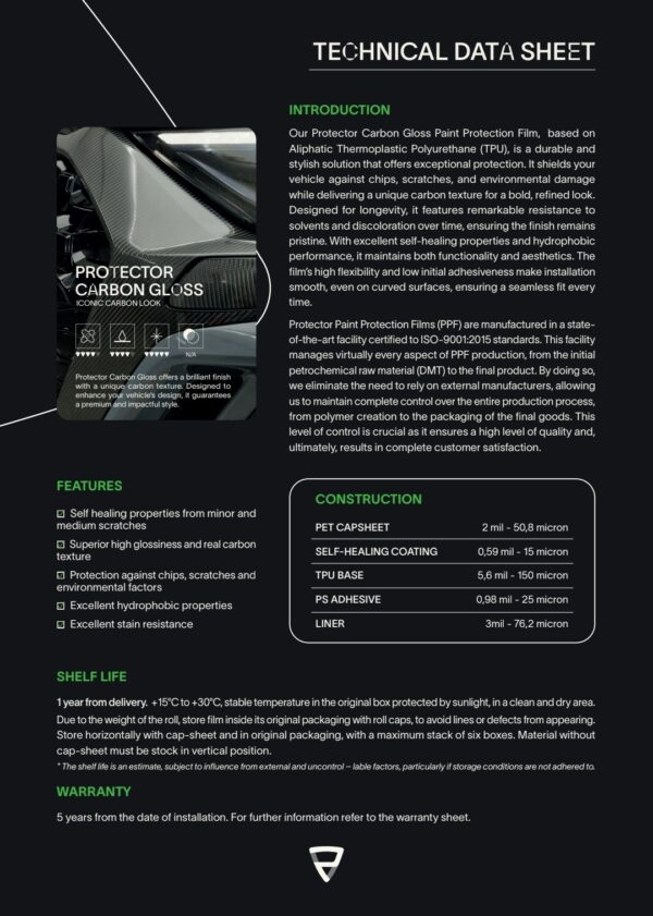 Protector Carbon Gloss PPF 1,52 x 15 m